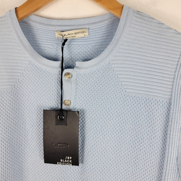 New LCR Black Edition Textured Ribbed Waffle Knit Short Sleeve Polo Shirt - Picture 5 of 8